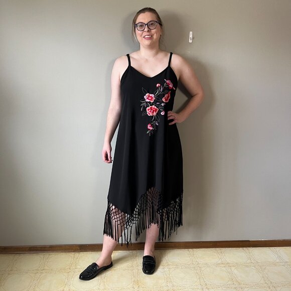 Michel Studio embroidered fringe tassle dress - Picture 2 of 7